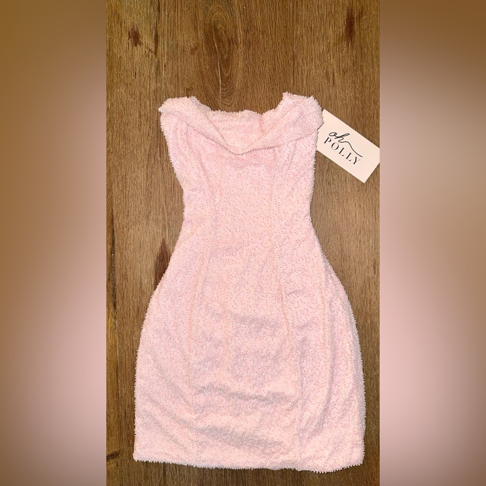Oh Polly Soft Pink Textured Mini Dress